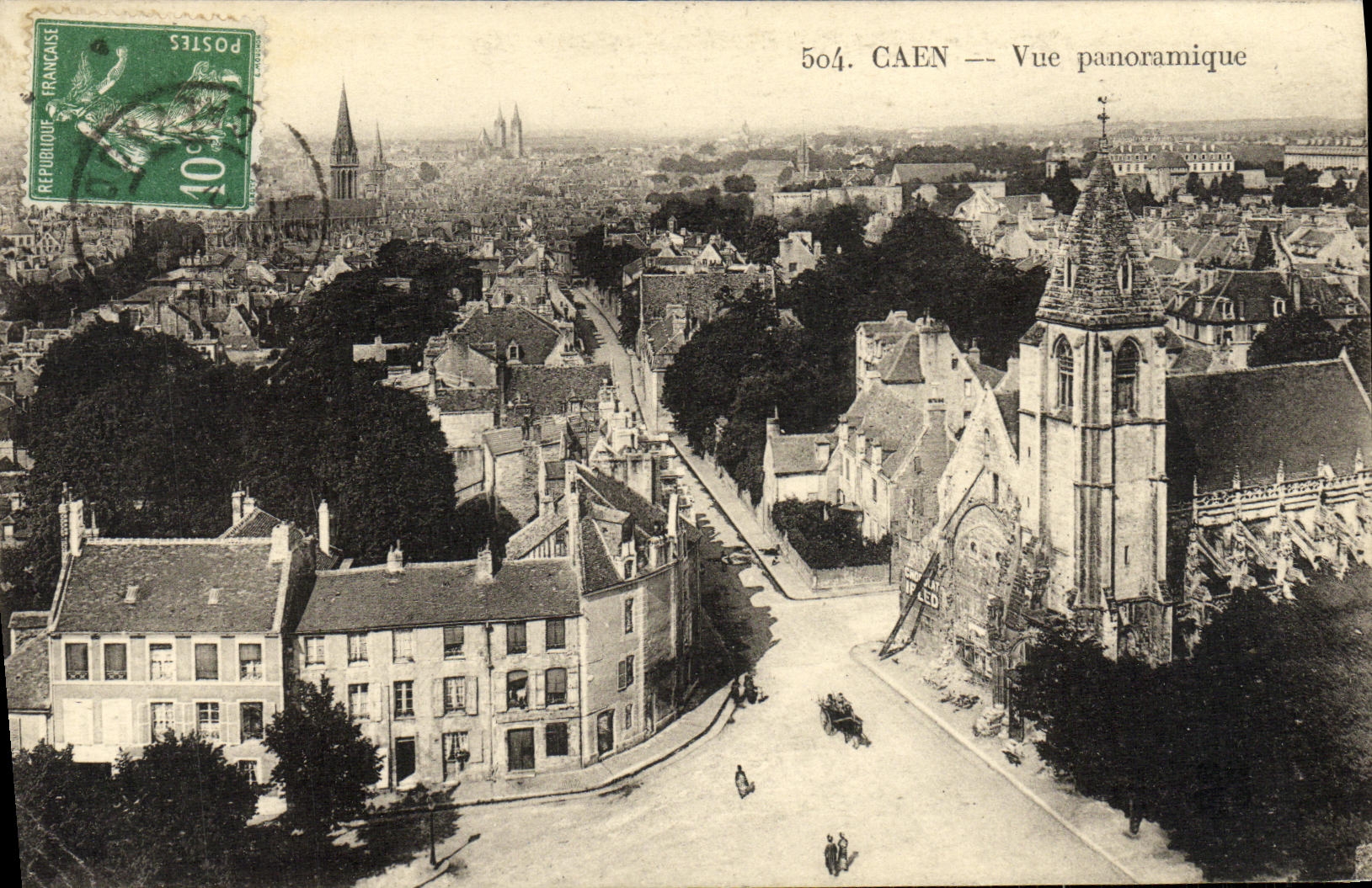 VINTAGE POSTCARD Caen Panoramic View