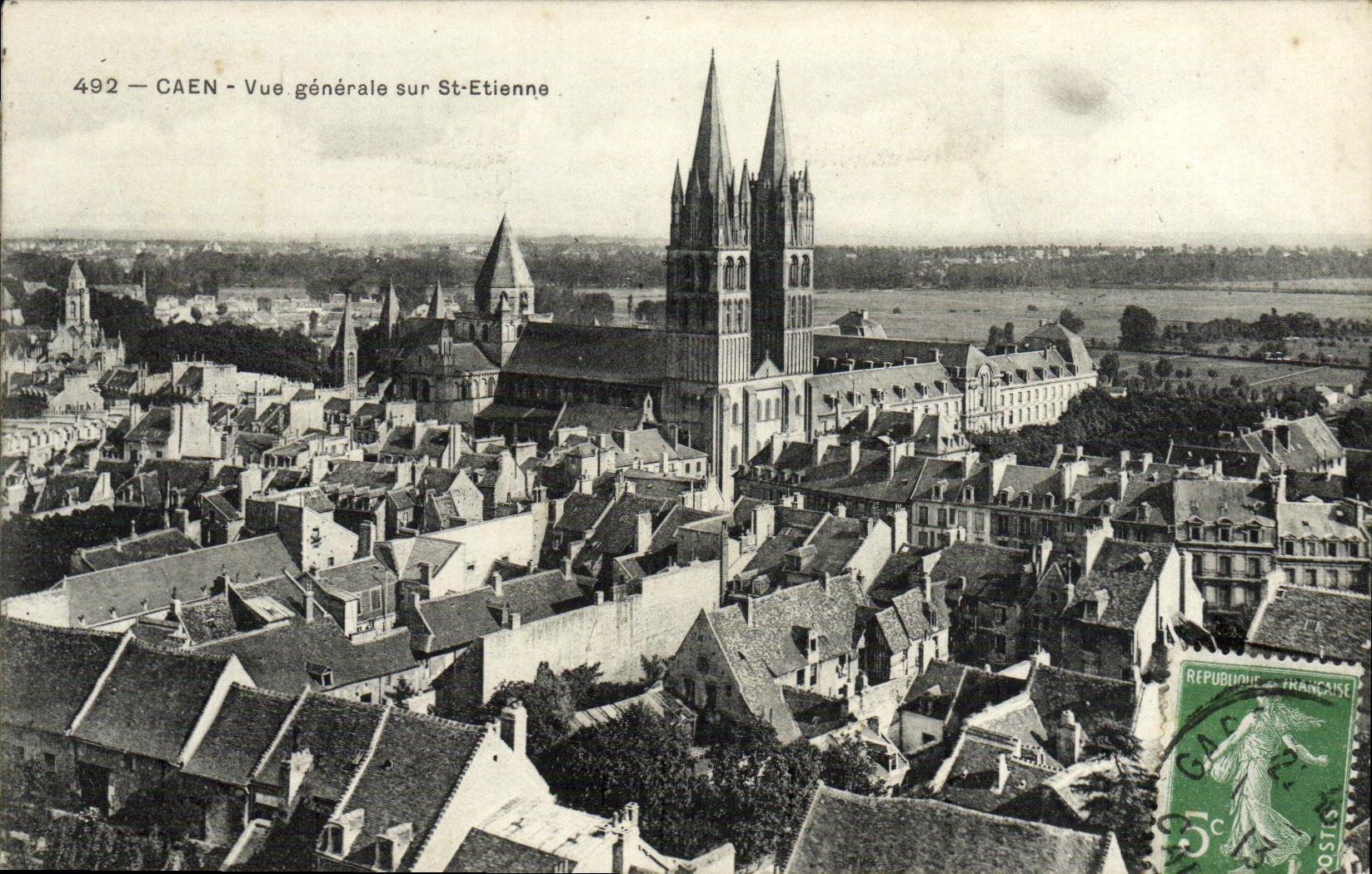 VINTAGE POSTCARD Caen View on St Etienne