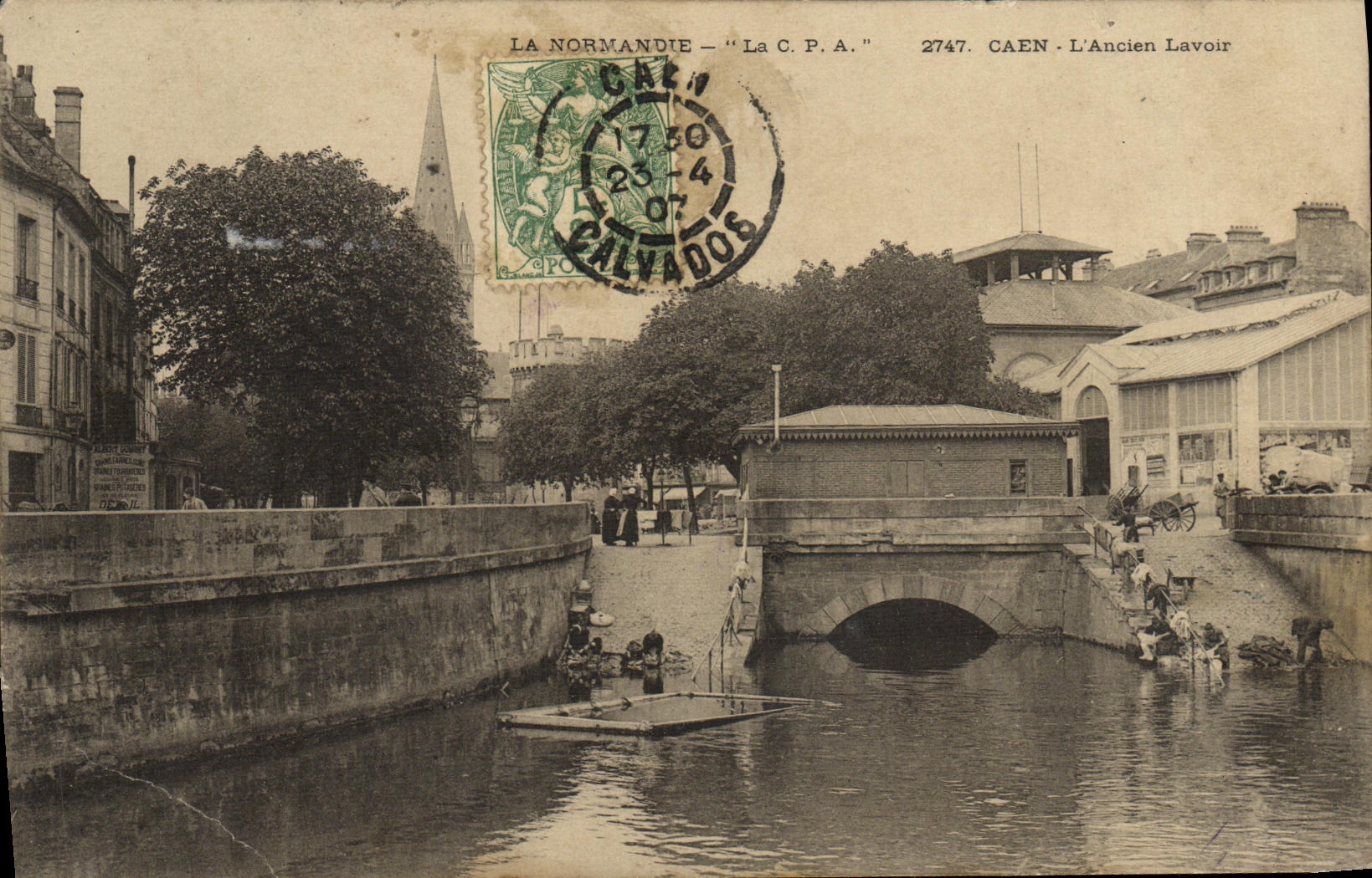 La POSTAL Caen L lavanda vieja de la VENDIMIA de la lavanderia automatica coloca