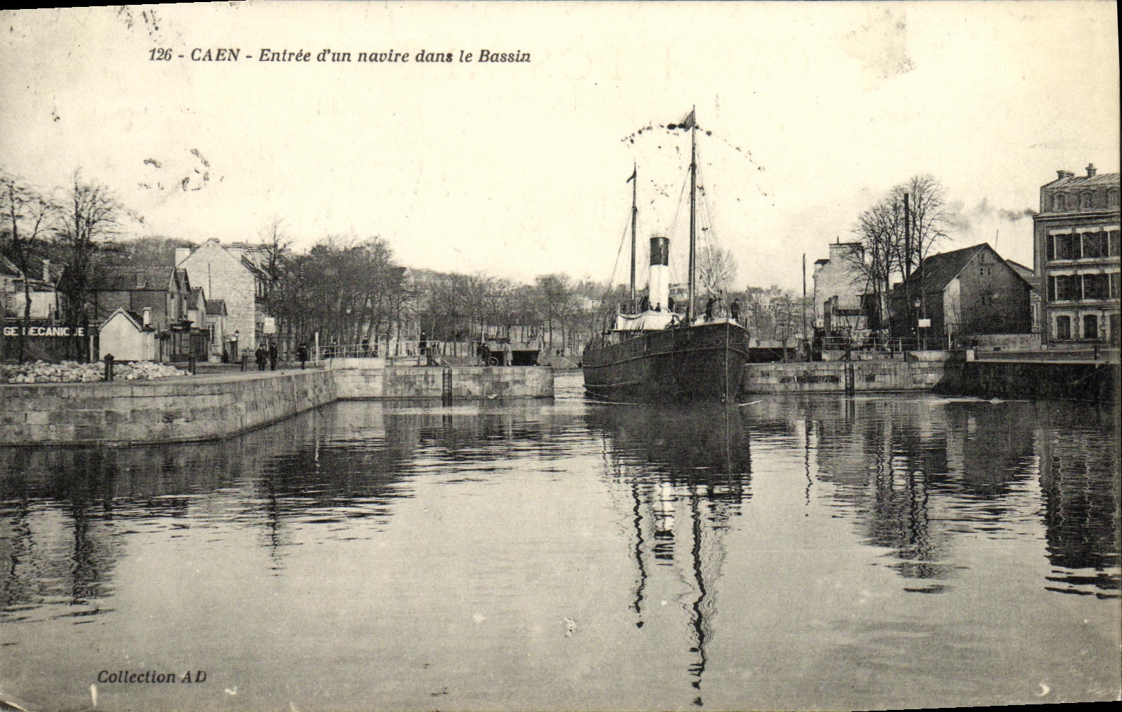 POSTAL D incorporada Caen de la VENDIMIA una nave el lavabo