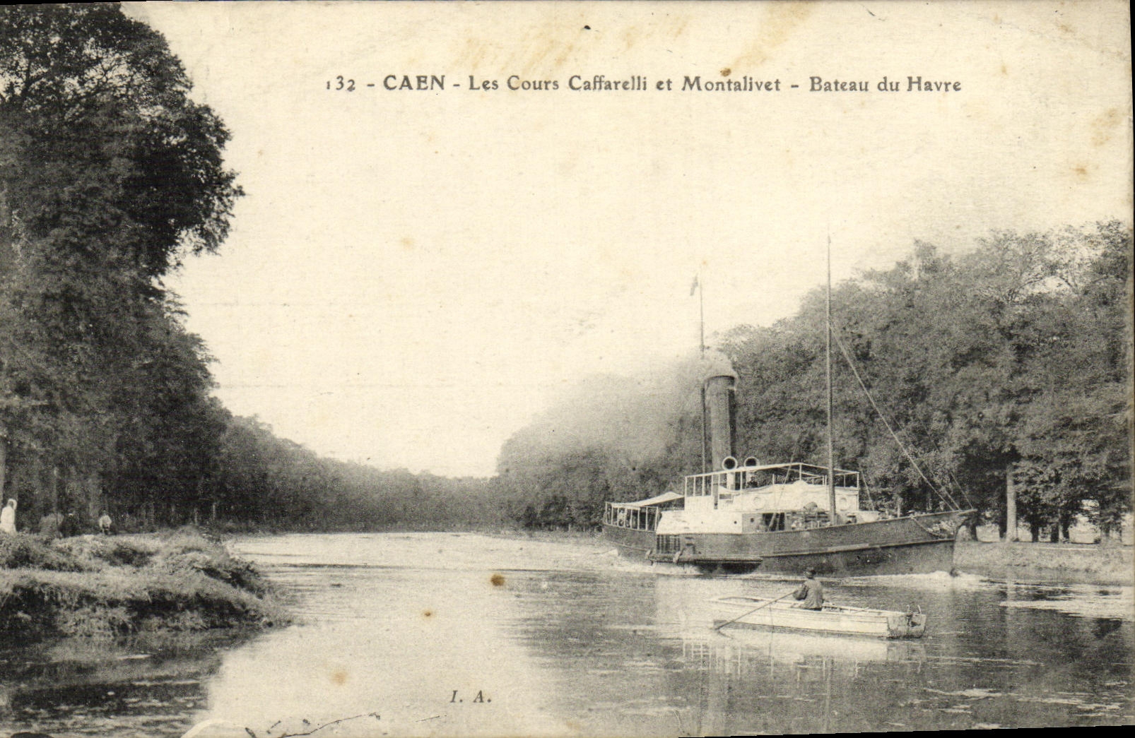 POSTAL Caen de la VENDIMIA los cursos de Caffarelli y el barco de Montalivet de Le Havre