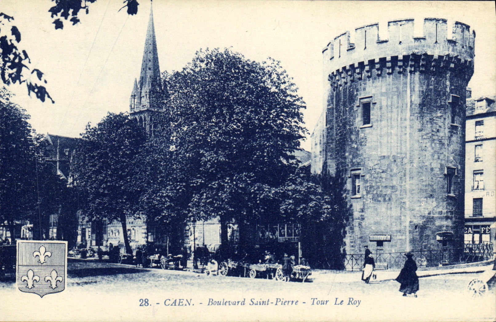 POSTAL Caen de la VENDIMIA la vuelta Roy del St Pedro del bulevar