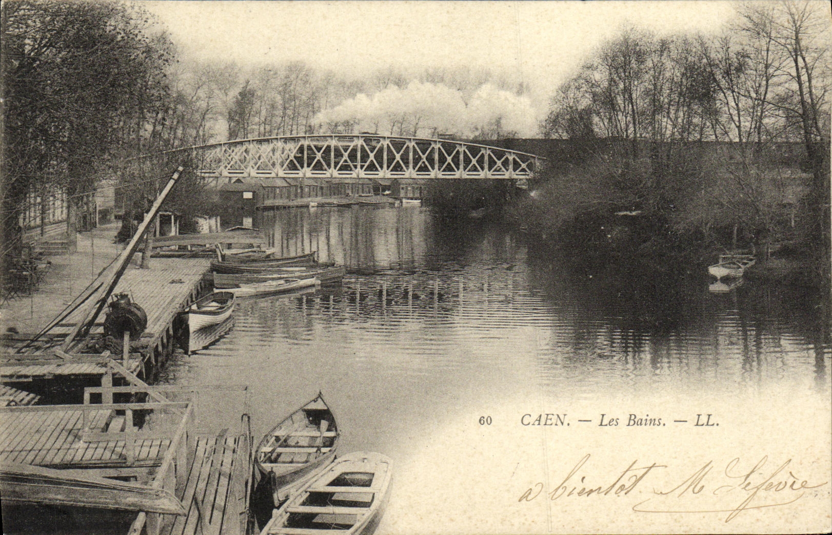 VINTAGE POSTCARD Caen Les Bains Steam train