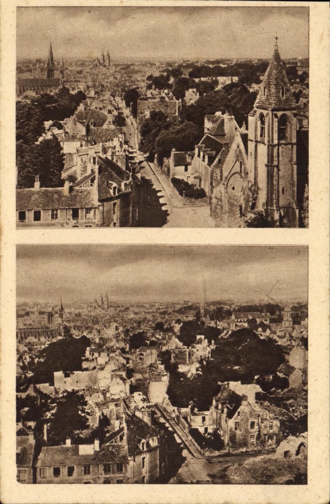 Opinion de Caen de la POSTAL de la VENDIMIA antes y despues de la batalla de Militaria