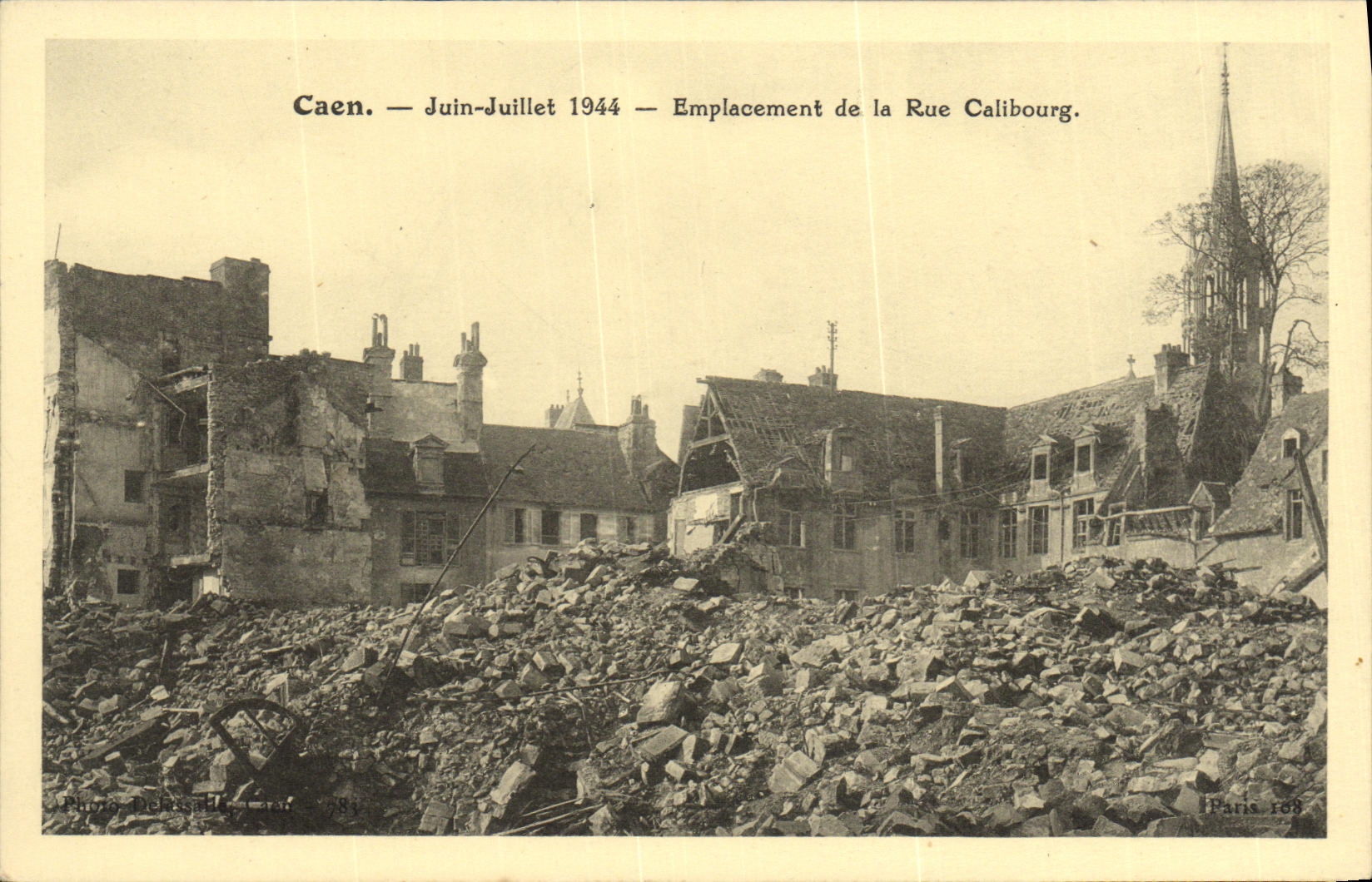 VENDIMIA POSTAL Caen junio sitio de Militaria de julio de 1944 de la calle Cailbourg