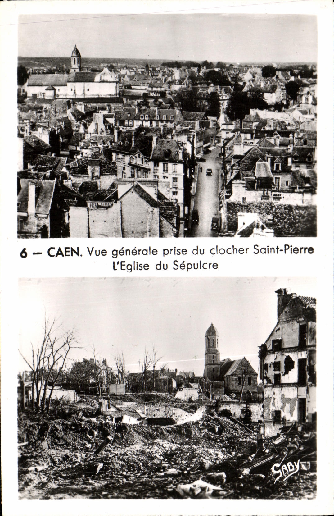 Opinion de Caen de la POSTAL de la VENDIMIA tomada del Saint Pierre L iglesia de la campana torre del sepulcro de Militaria