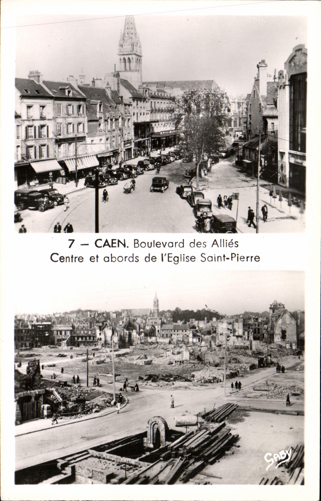 Bulevar de Caen de la POSTAL de la VENDIMIA del centro de la cosechadora y de accesos de L Saint Pierre de Eglise Militaria