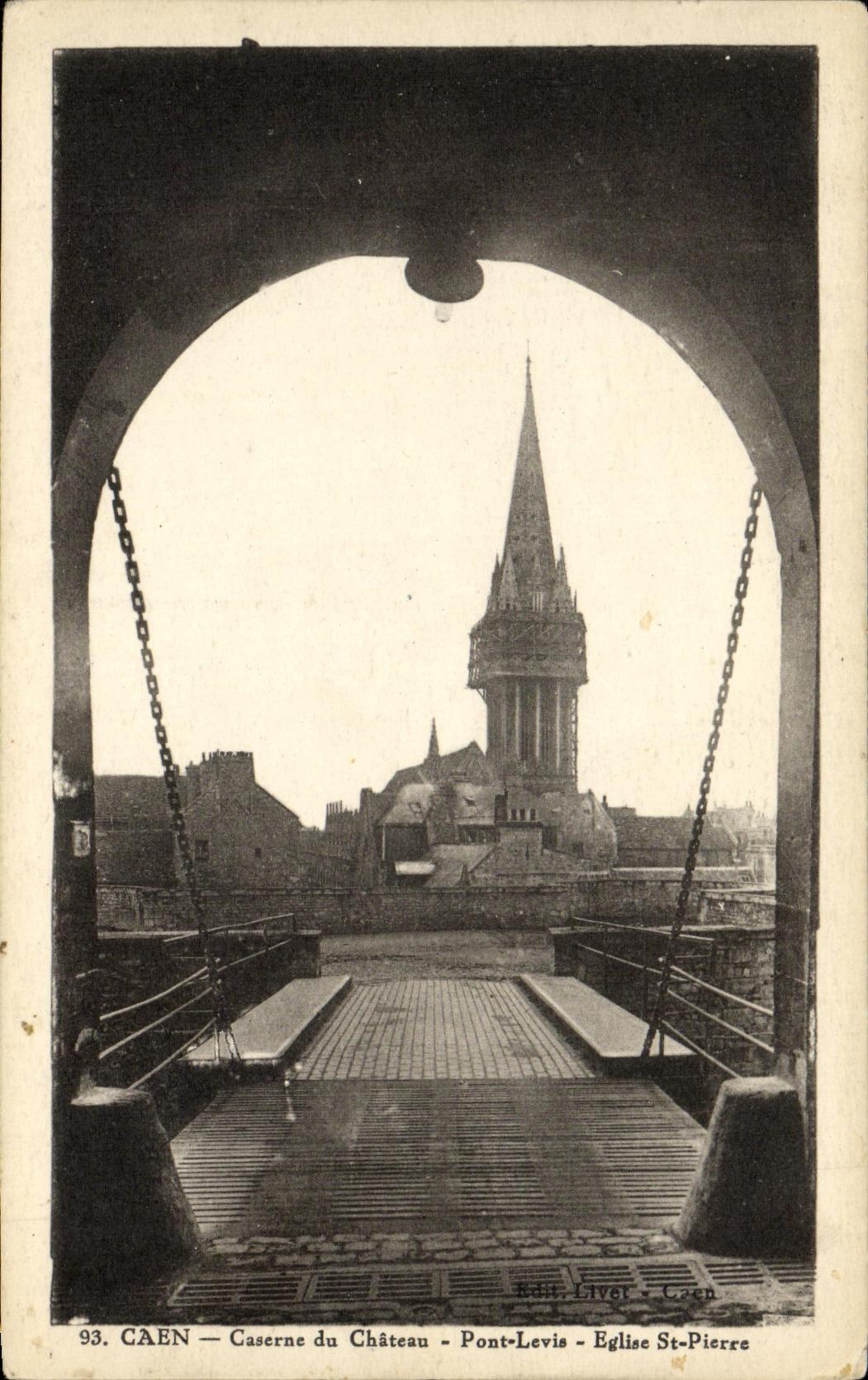 Cuarteles de Caen de la POSTAL de la VENDIMIA del St Pedro de la iglesia de Levis del puente del castillo