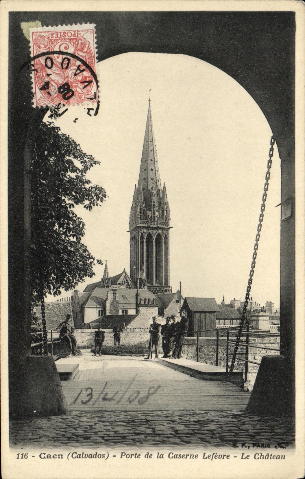 La POSTAL Caen de la VENDIMIA lleva los cuarteles de Lefebvre los soldados del castillo