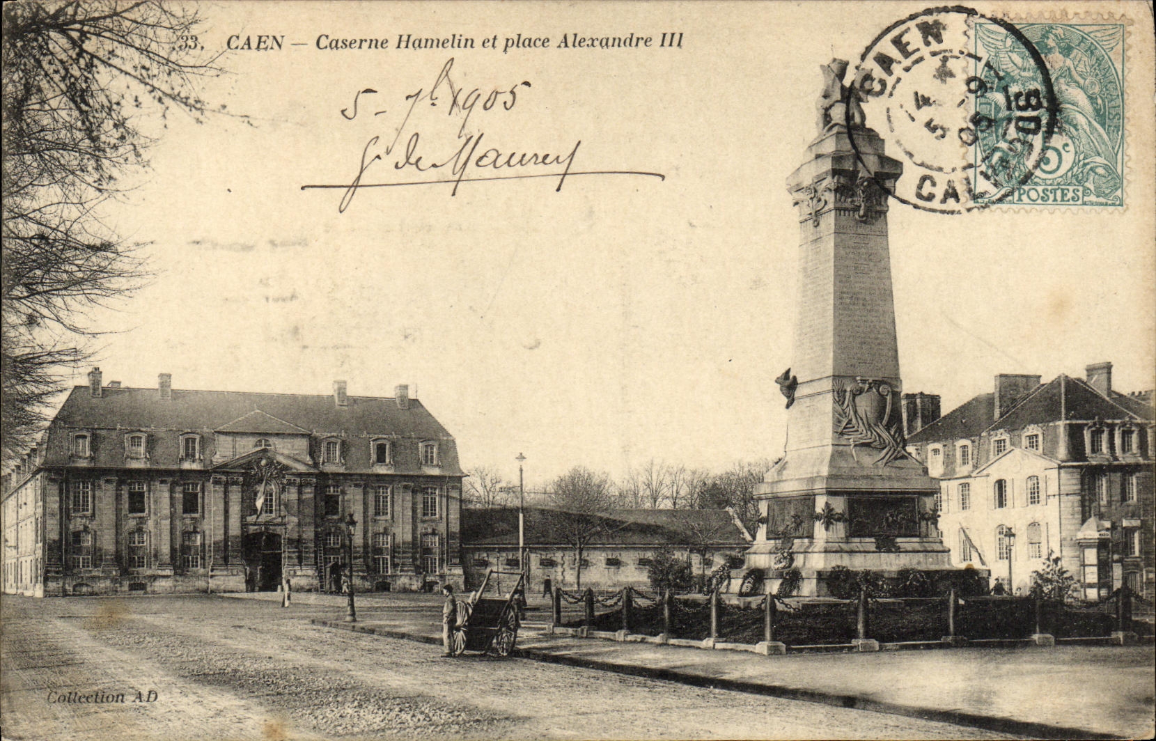 Cuarteles y lugar Alejandro de Caen Hamelin de la POSTAL de la VENDIMIA III Militaria