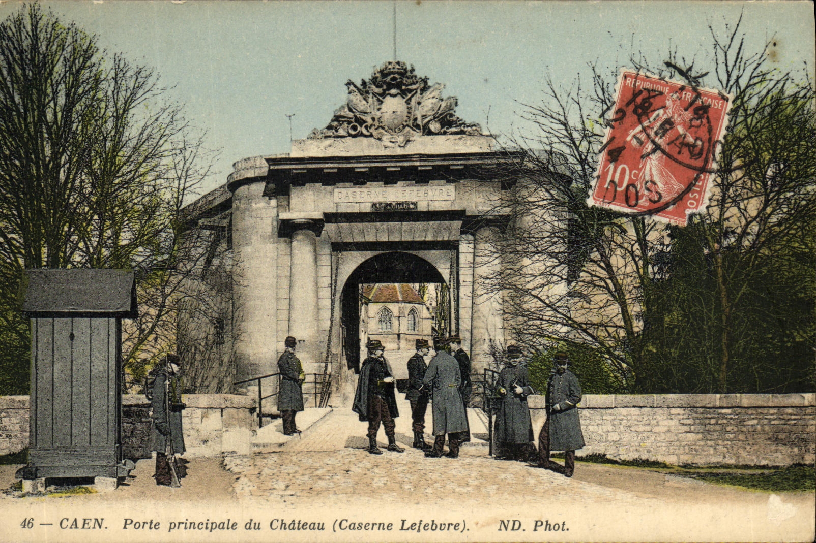 La POSTAL Caen de la VENDIMIA lleva el principal de los cuarteles Lefebvre Militaria Soldat del castillo