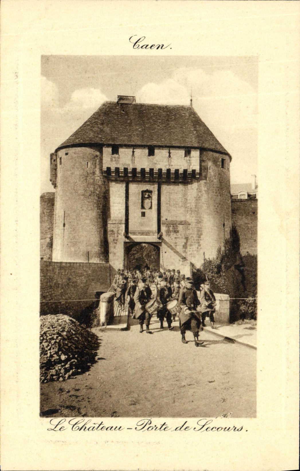 La POSTAL Caen de la VENDIMIA el castillo lleva la ayuda Militaria Soldats