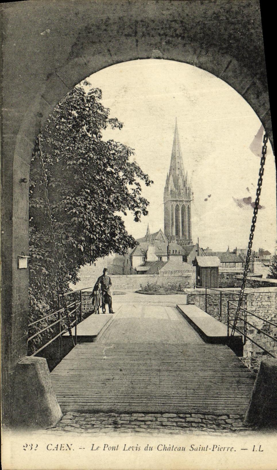 POSTAL Caen de la VENDIMIA el puente de Levis del Saint Pierre del castillo