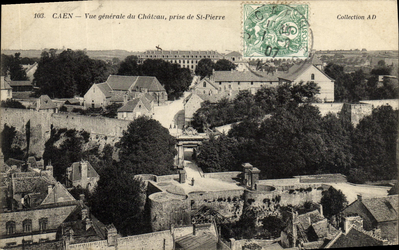 Gnerale visto Caen de la POSTAL de la VENDIMIA del castillo tomado de St Pedro