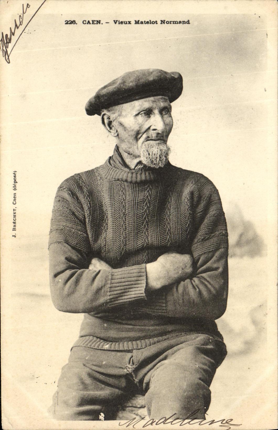 TAPA normanda del folklore del marinero de Caen de la POSTAL de la VENDIMIA vieja