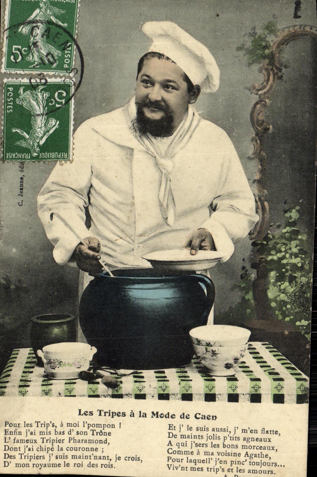 La POSTAL de la VENDIMIA la tripa con el modo de Caen cocina a cocinero del folklore