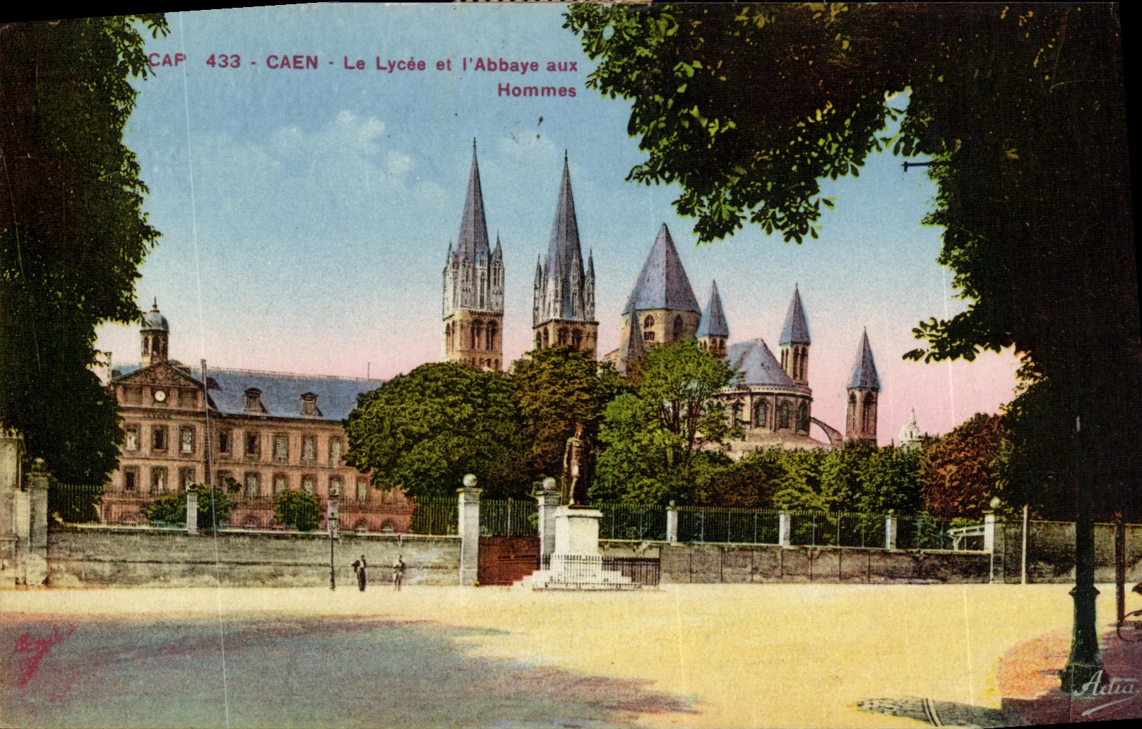 POSTAL Caen de la VENDIMIA la universidad y el L abadia con los hombres