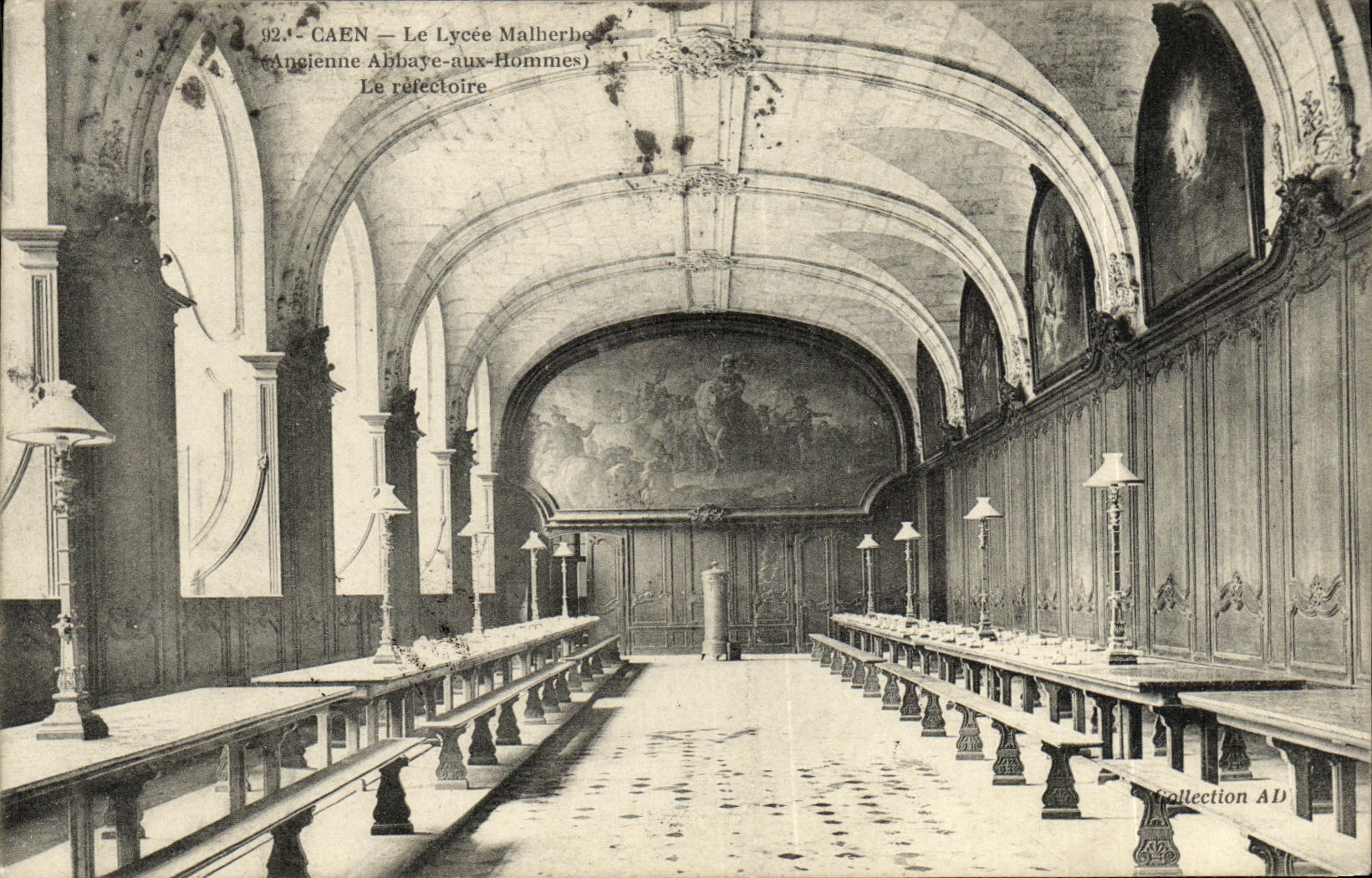 POSTAL Caen de la VENDIMIA la abadia vieja de la universidad de Malherbe con los hombres el refectorio