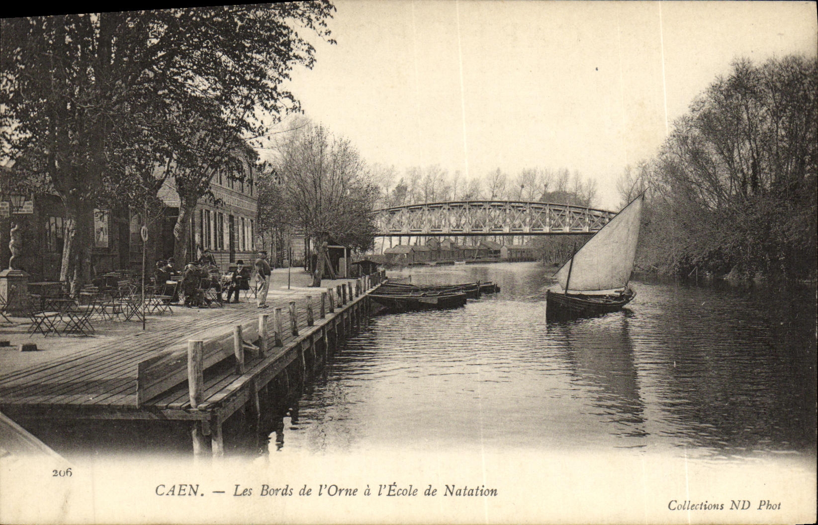 La POSTAL Caen de la VENDIMIA los bordes de L Orne tiene L Ecole del barco de la natacion