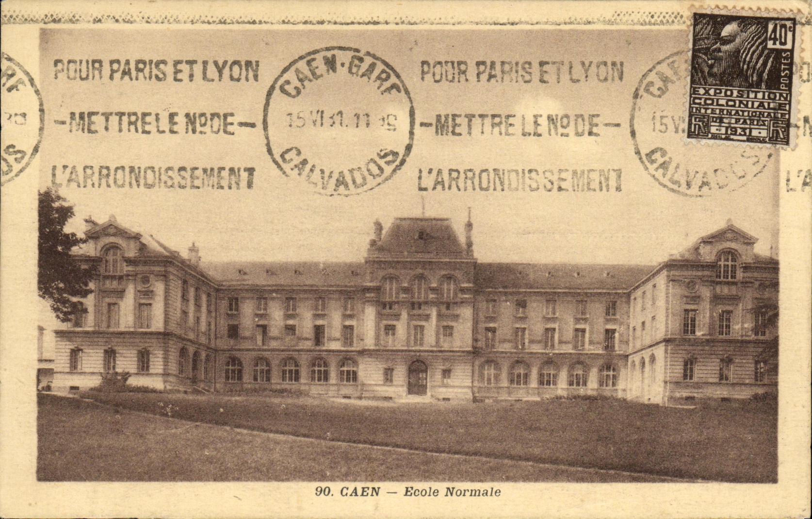 VINTAGE POSTCARD Caen Teacher training school