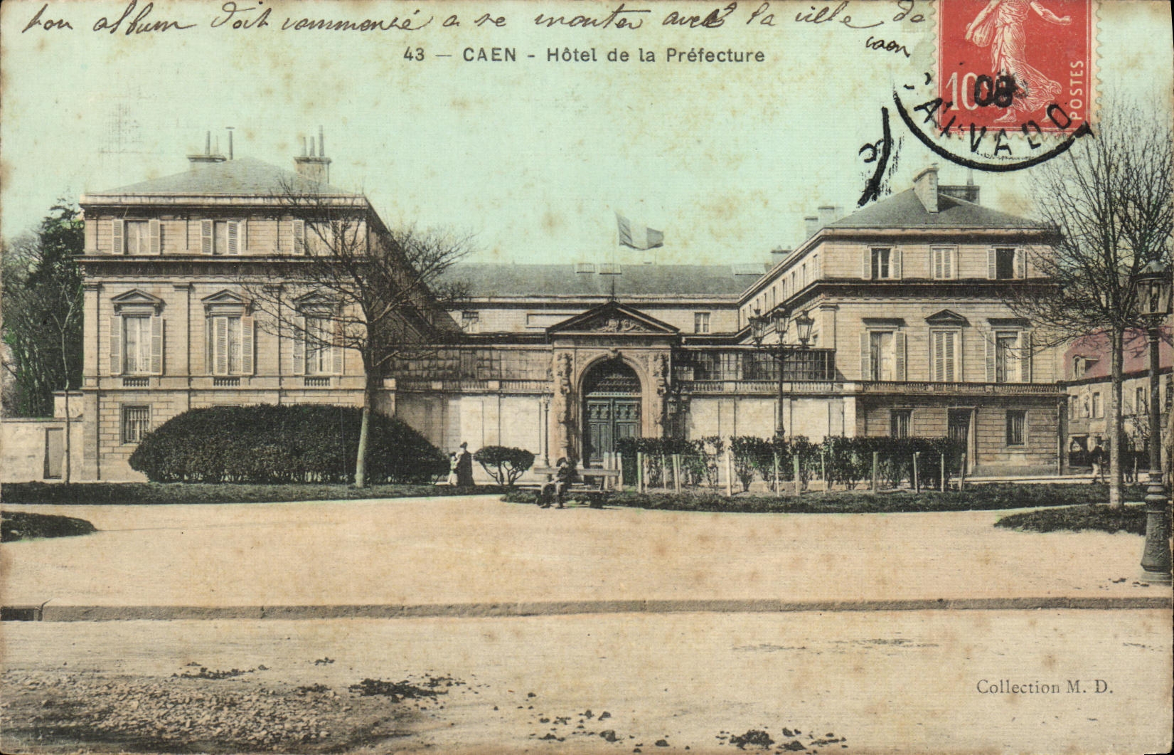 Hotel de Caen de la POSTAL de la VENDIMIA del toilee de la carta de la prefectura