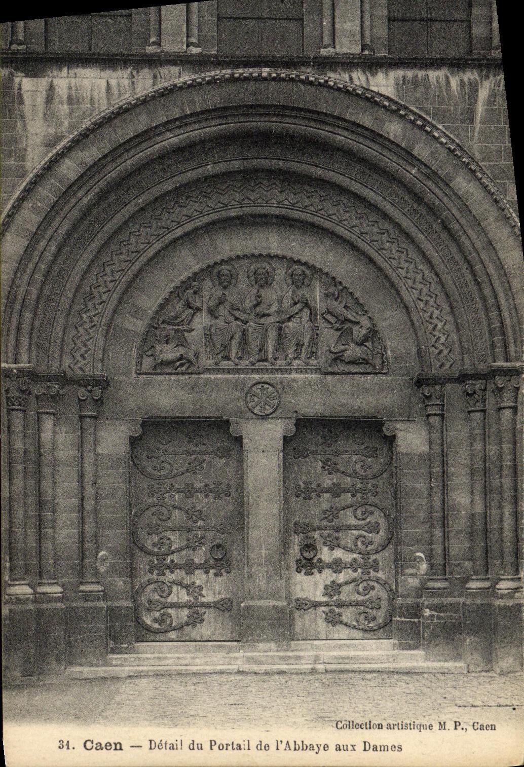 Detalle de Caen de la POSTAL de la VENDIMIA de la puerta de L abadia a las senoras
