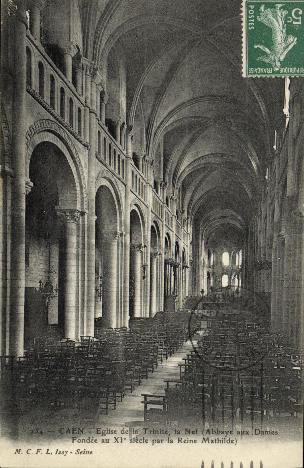 Iglesia de Caen de la POSTAL de la VENDIMIA de la trinidad la abadia del cubo con las senoras