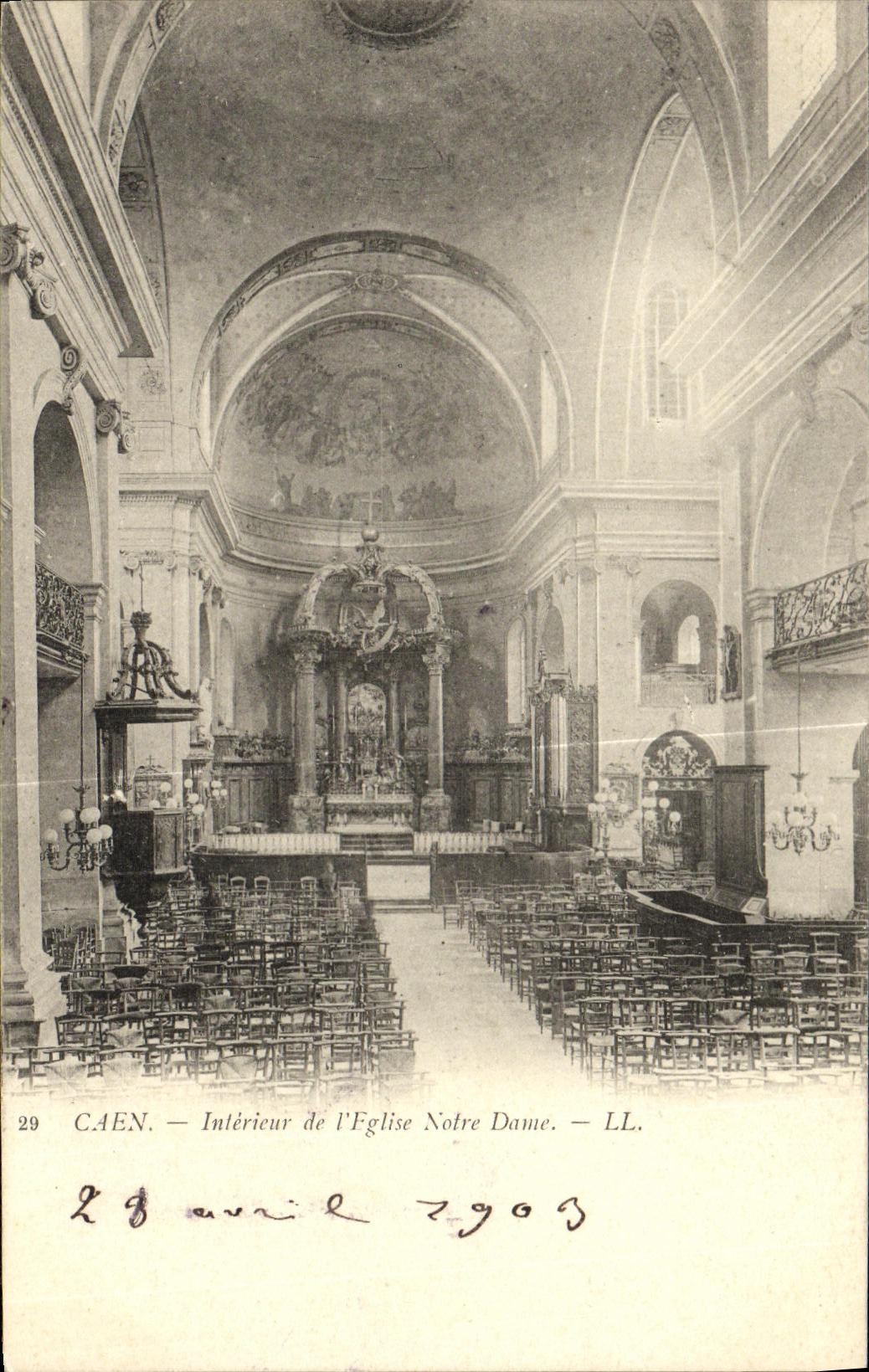 POSTAL Caen interior de la VENDIMIA de L iglesia de Notre Dame