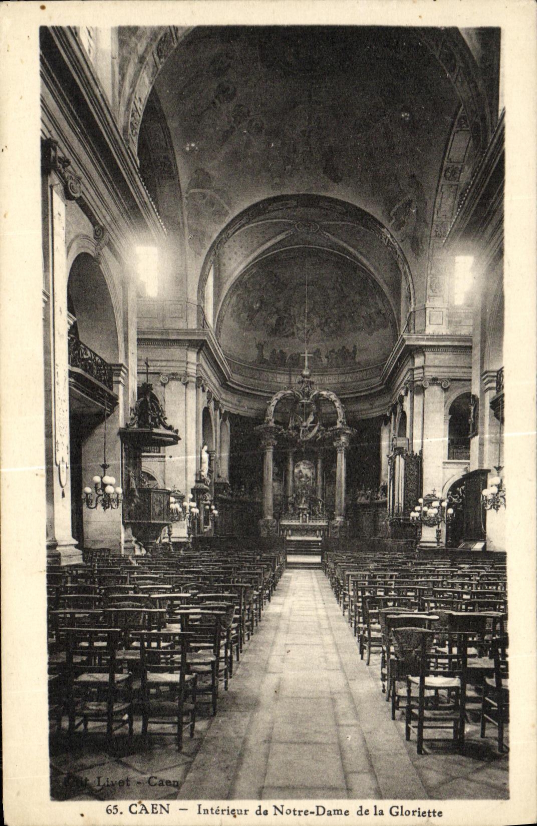 POSTAL Caen interior de la VENDIMIA de la iglesia de Notre Dame de Gloriette
