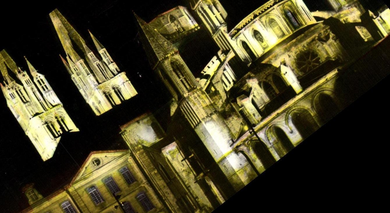 POSTAL MODERNA Caen L abadia con el illuminee de Saint E tienne de la iglesia de los hombres