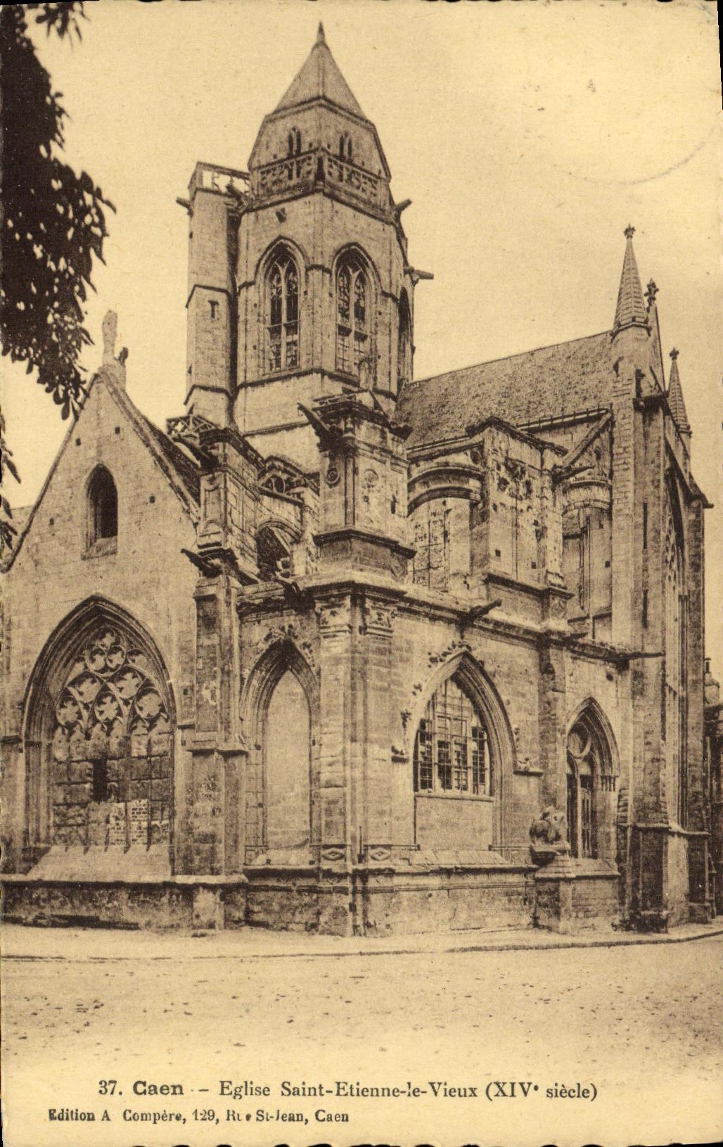 Iglesia Etienne de Caen de la POSTAL de la VENDIMIA Saint el viejo hombre
