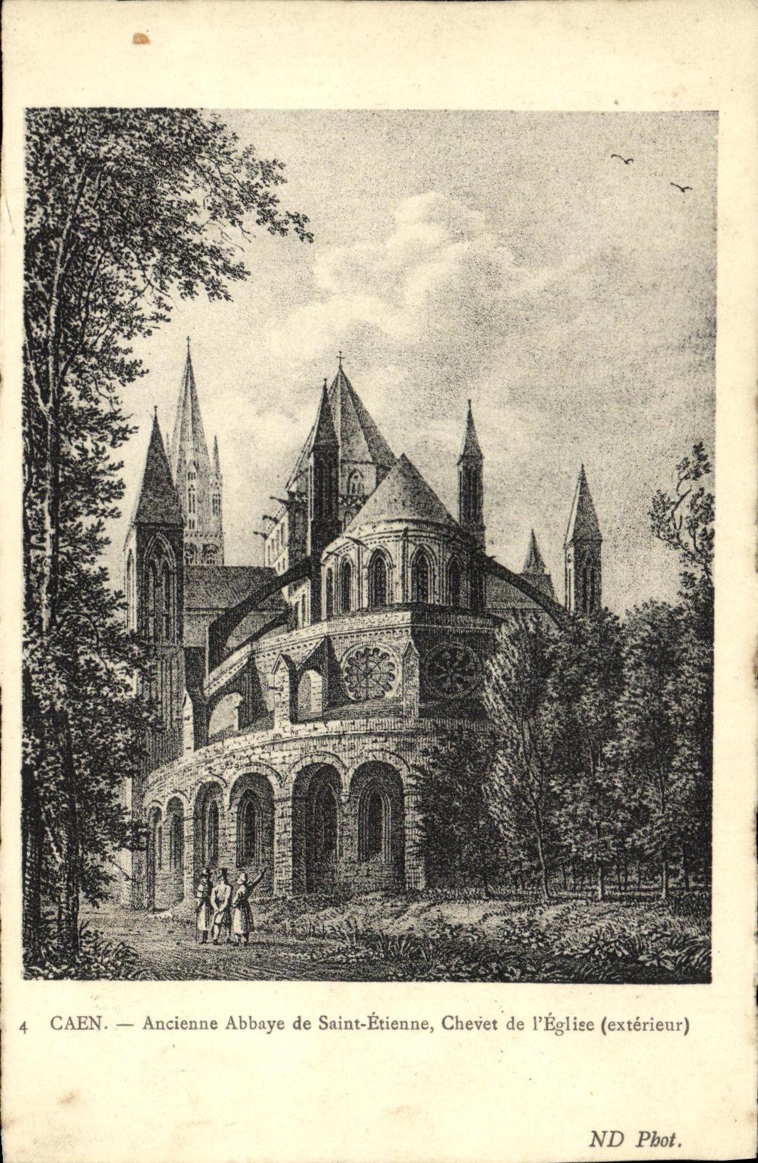 Abadia vieja de Caen de la POSTAL de la VENDIMIA de la abadia de Saint E tienne a los hombres
