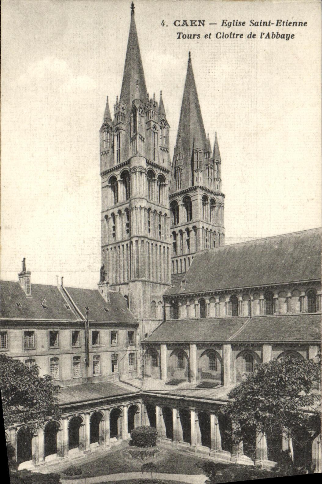 La iglesia St  Etienne de Caen de la POSTAL de la VENDIMIA viaja y claustro de L abadia