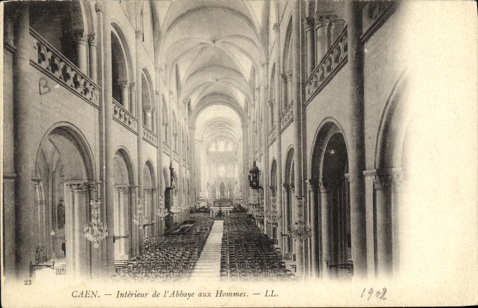 POSTAL Caen interior de la VENDIMIA de L abadia vista con los hombres