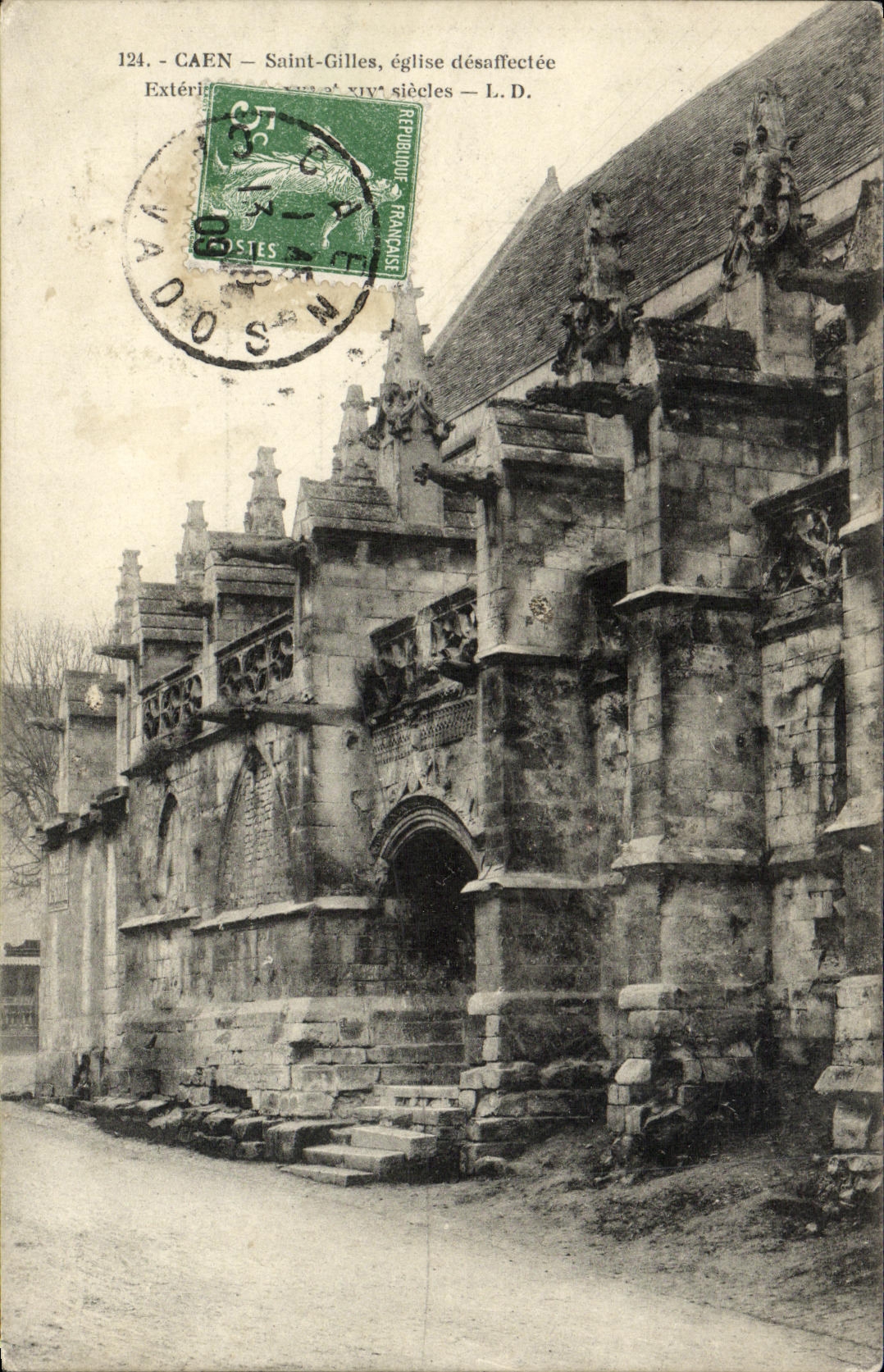 Iglesia inusitada santa de Caen Gil de la POSTAL de la VENDIMIA