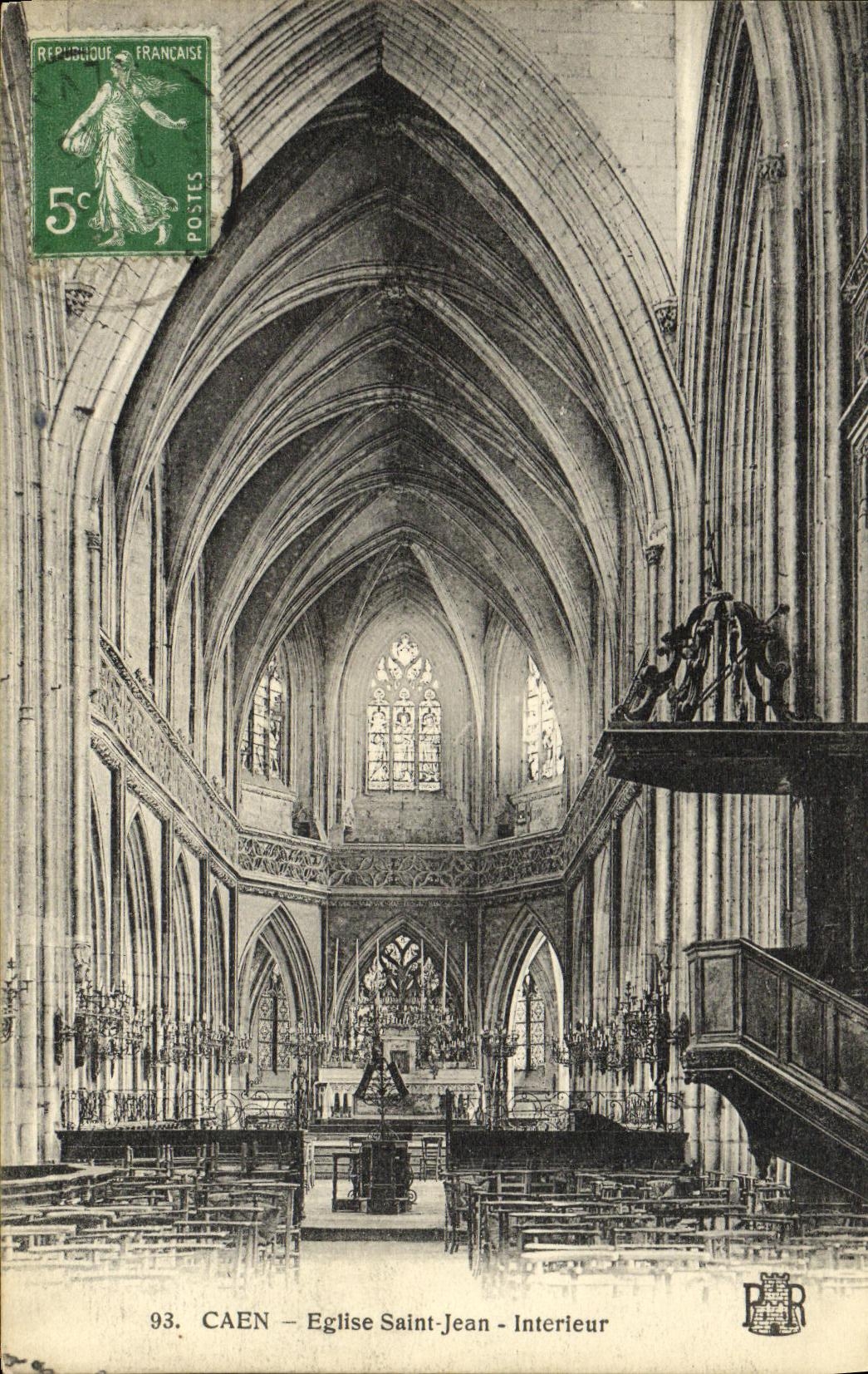 POSTAL Caen L iglesia Jean interior santo de la VENDIMIA