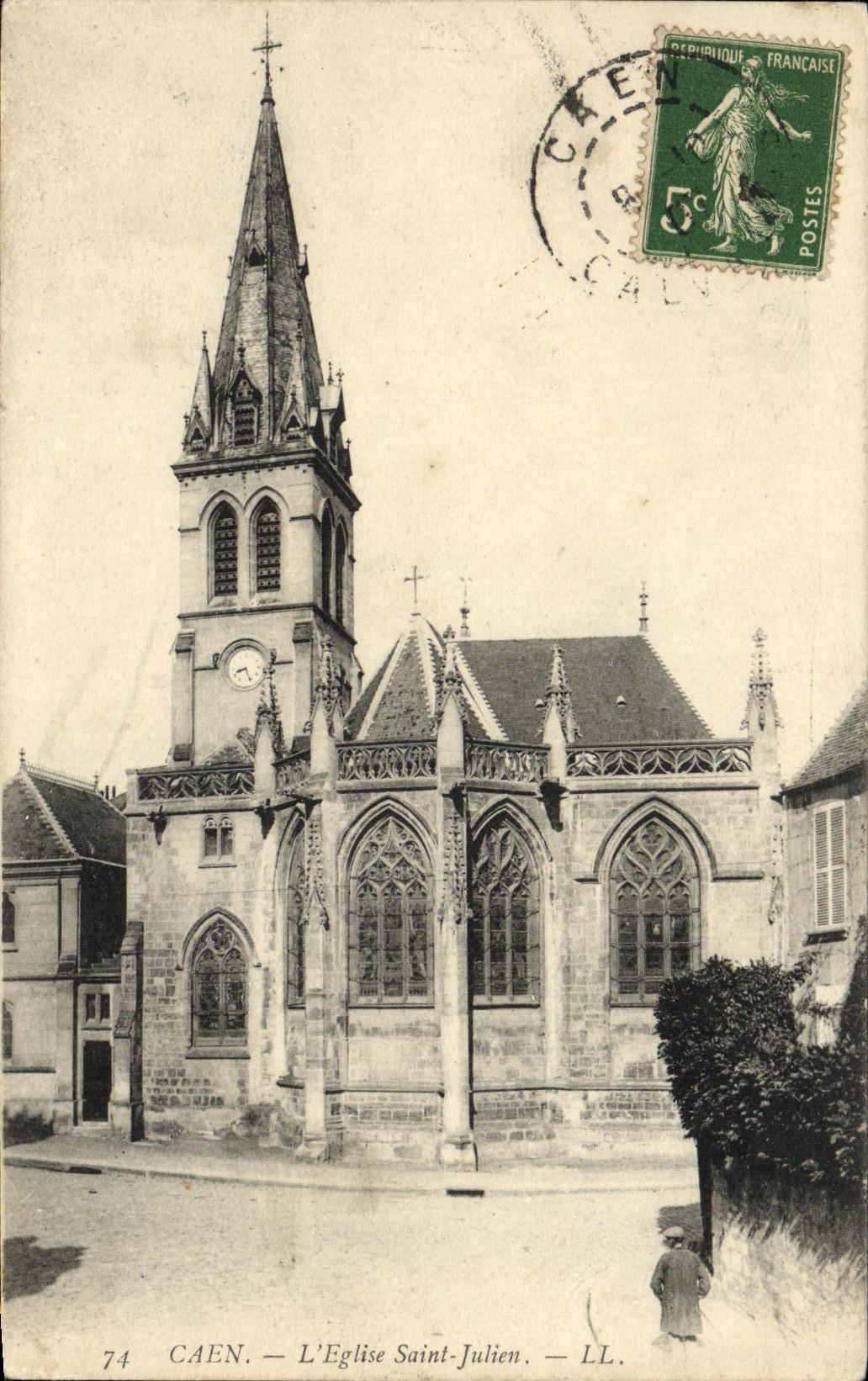 POSTAL Caen L iglesia Julien santo de la VENDIMIA