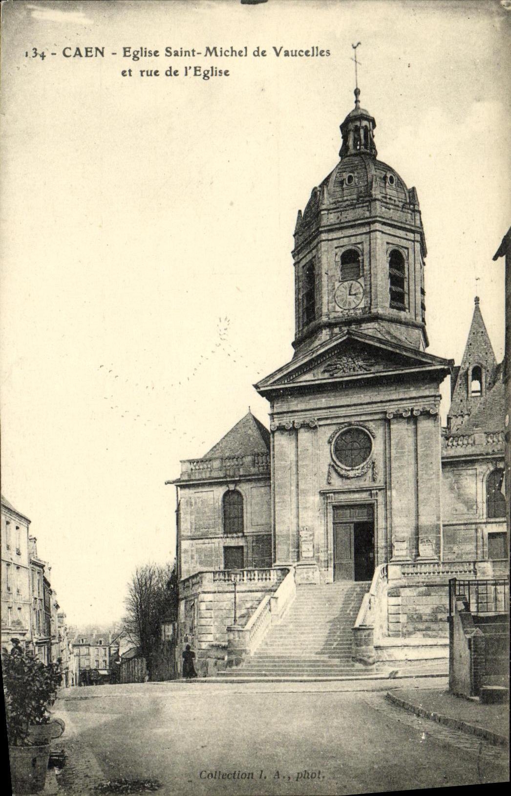 POSTAL Caen L Saint Michel de la VENDIMIA de la iglesia de Vaucelles y calle de L iglesia