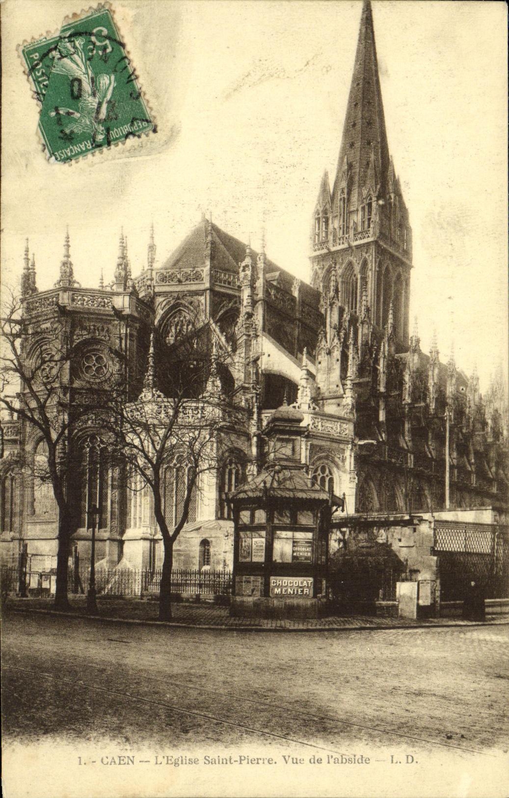 Saint Pierre de la iglesia de Caen de la POSTAL de la VENDIMIA visto de L Apse