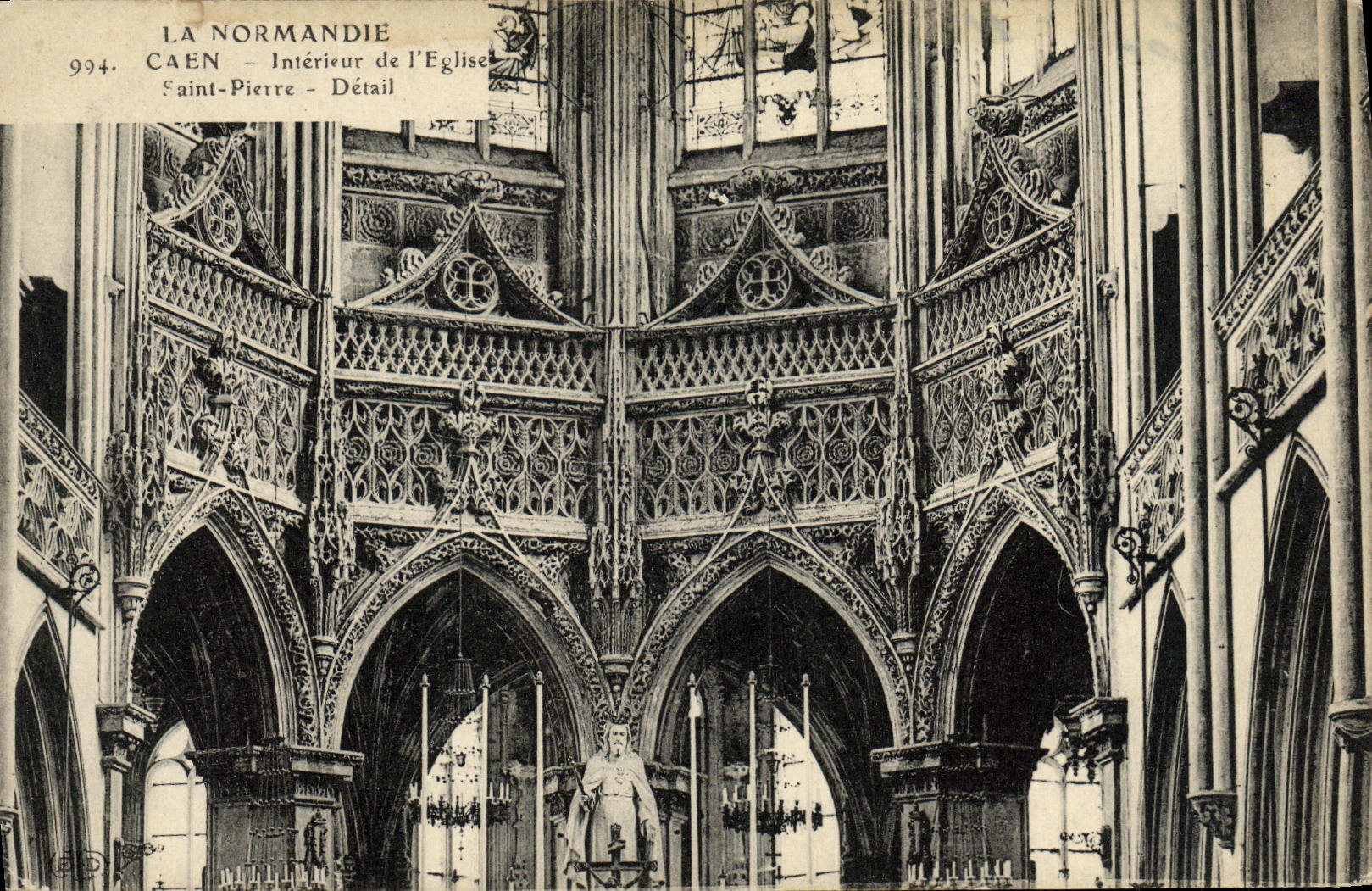 POSTAL Caen interior de la VENDIMIA de L detalle del Saint Pierre de la iglesia