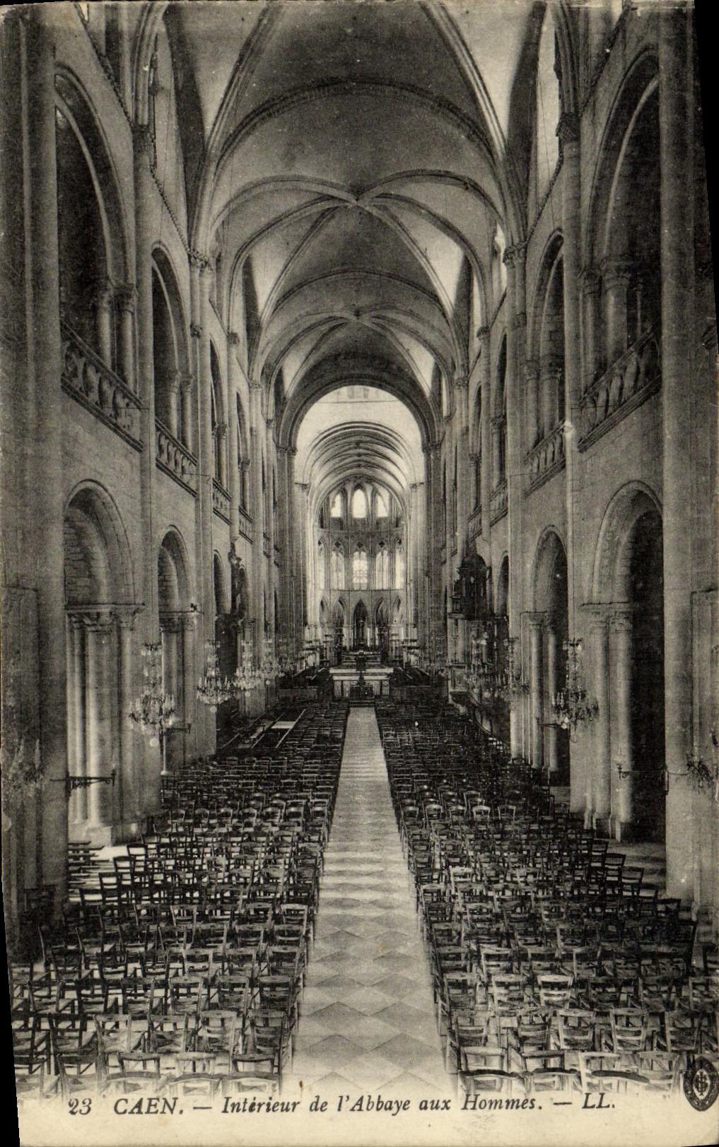 Interior de la iglesia de Caen de la POSTAL de la VENDIMIA Saint de L abadia a los hombres