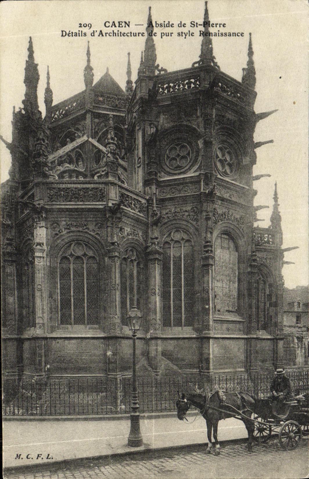 El Apse del Saint Pierre de Caen Eglise de la POSTAL de la VENDIMIA detalla las estructuras de D