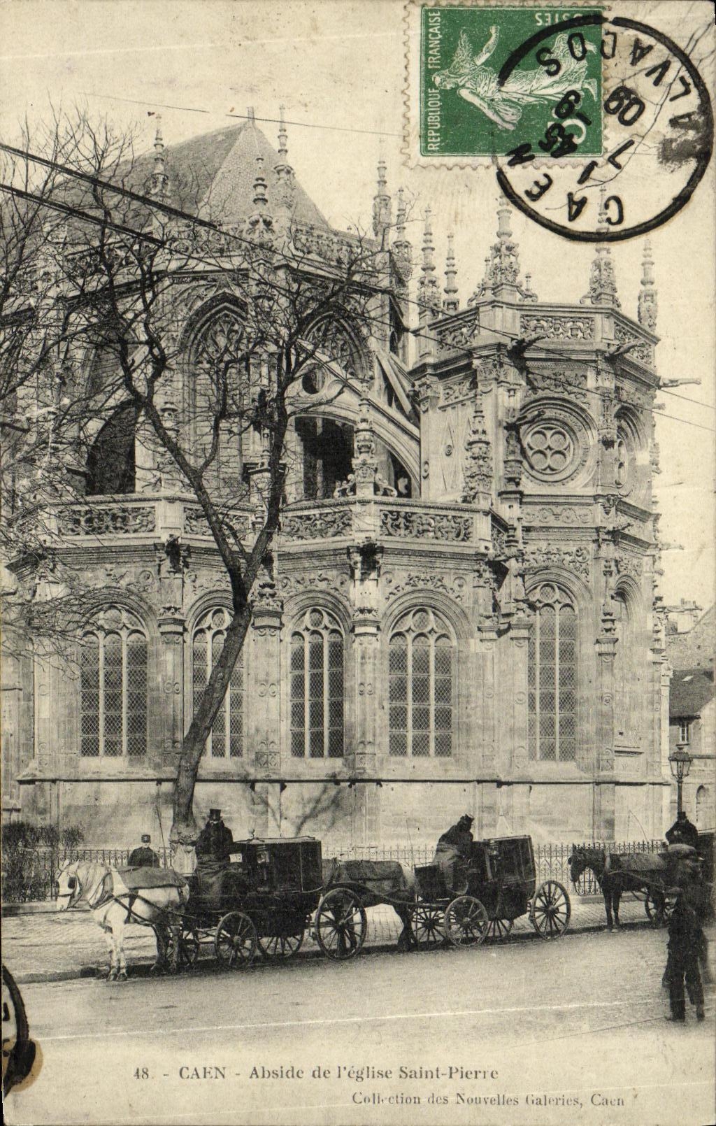 Saint Pierre L birlochos de la iglesia de Caen de la POSTAL de la VENDIMIA del Apse