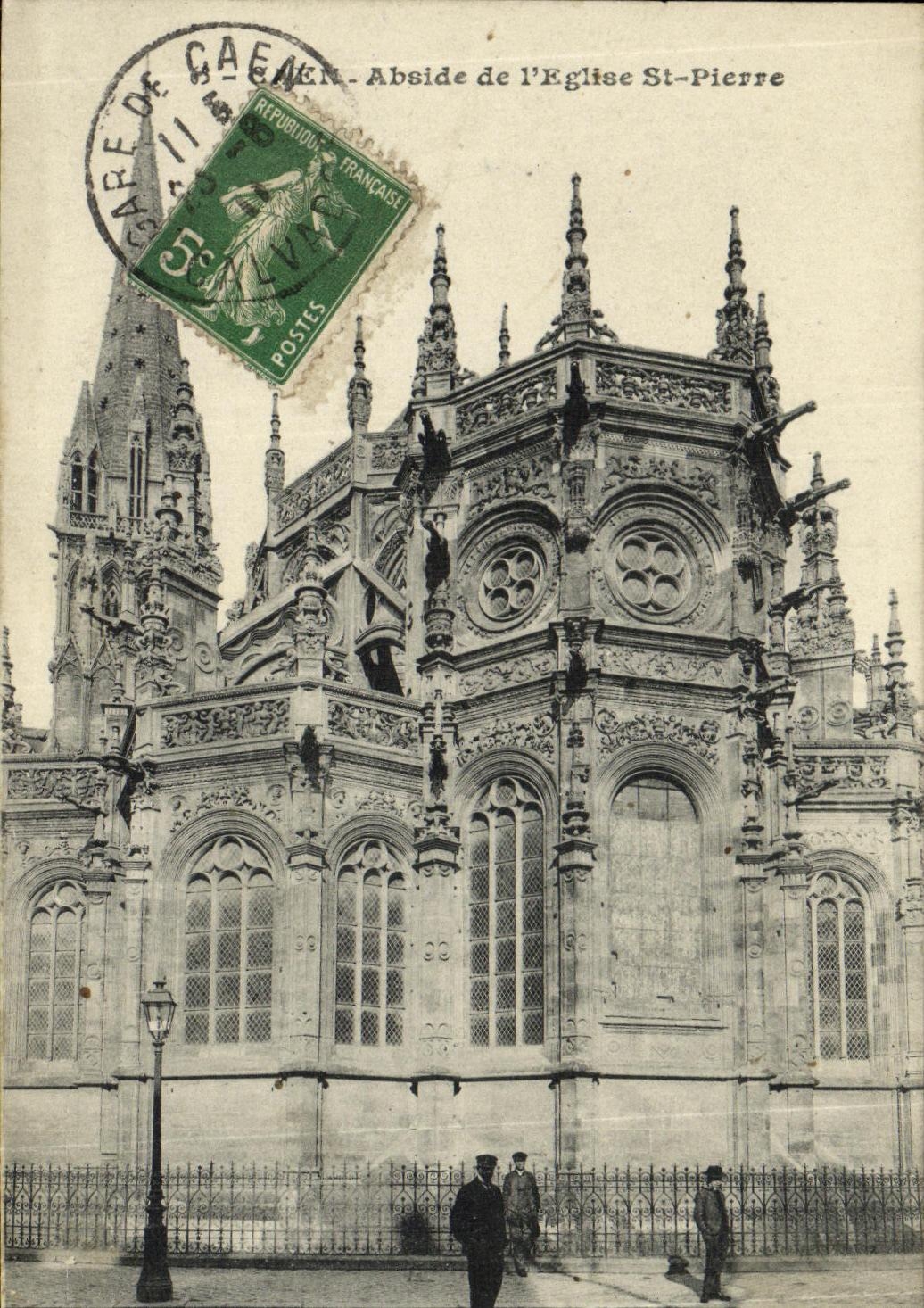 Apse del Saint Pierre de la iglesia de Caen de la POSTAL de la VENDIMIA de L iglesia