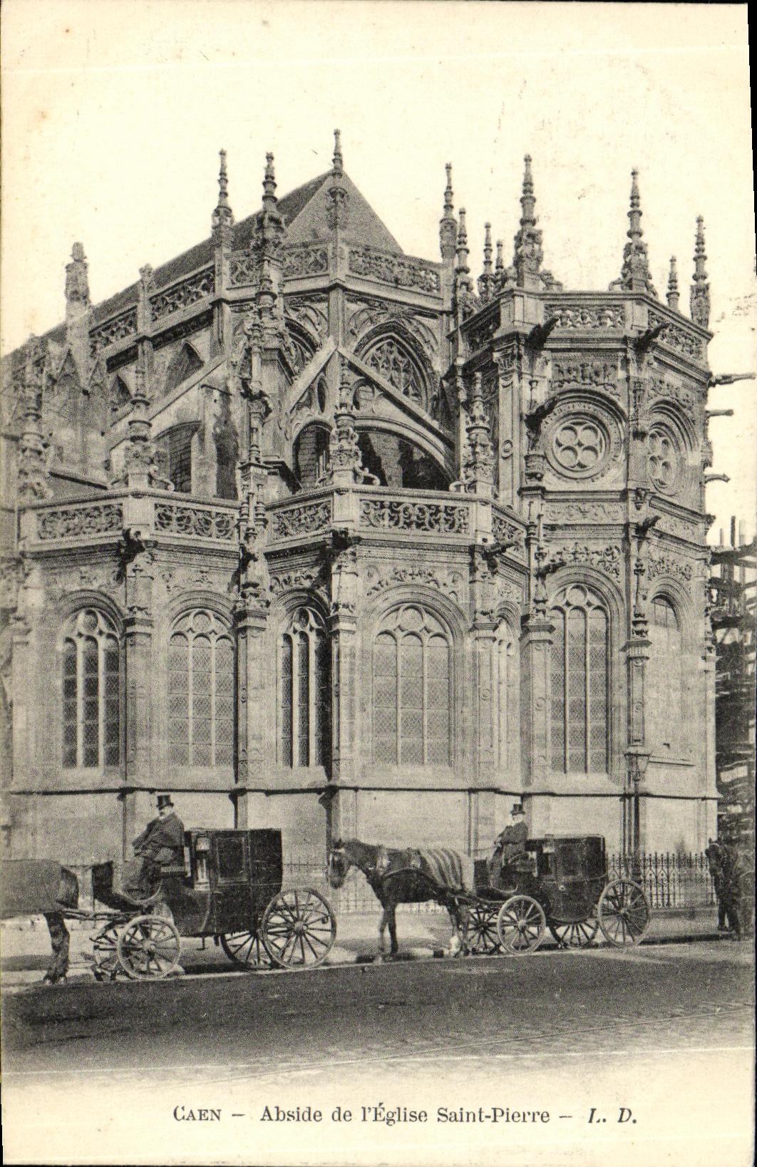 Birlochos del Apse del Saint Pierre de la iglesia de Caen de la POSTAL de la VENDIMIA
