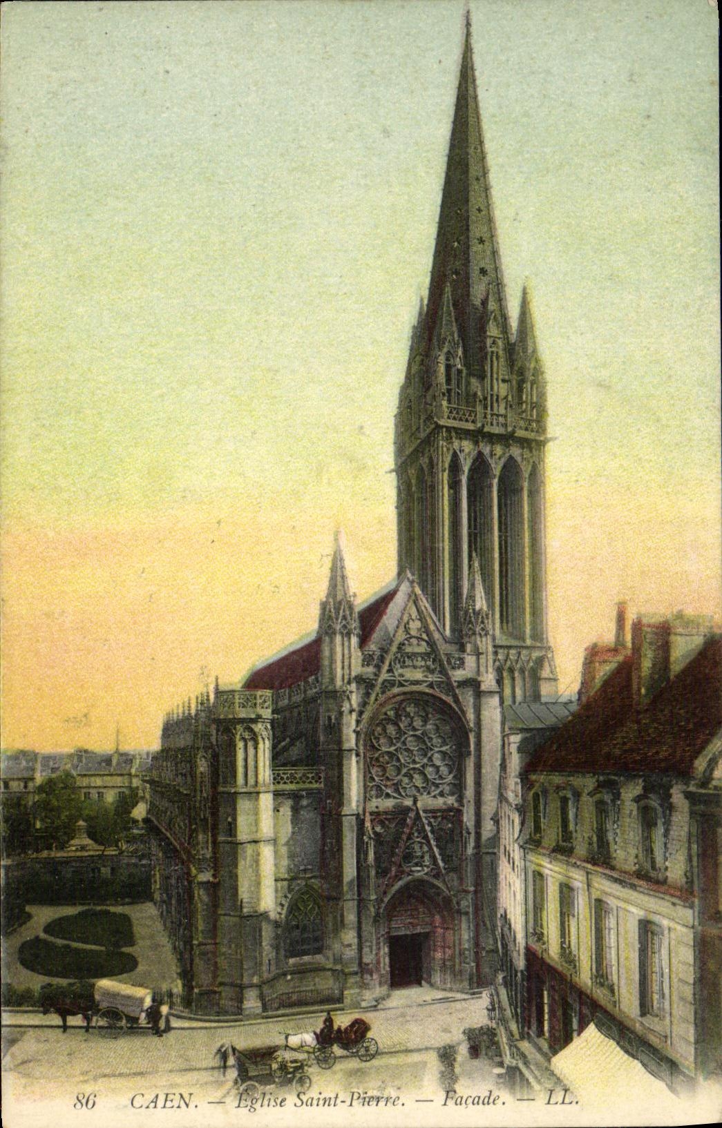 Apse L ataque frontal de Caen de la POSTAL de la VENDIMIA del Saint Pierre de la iglesia