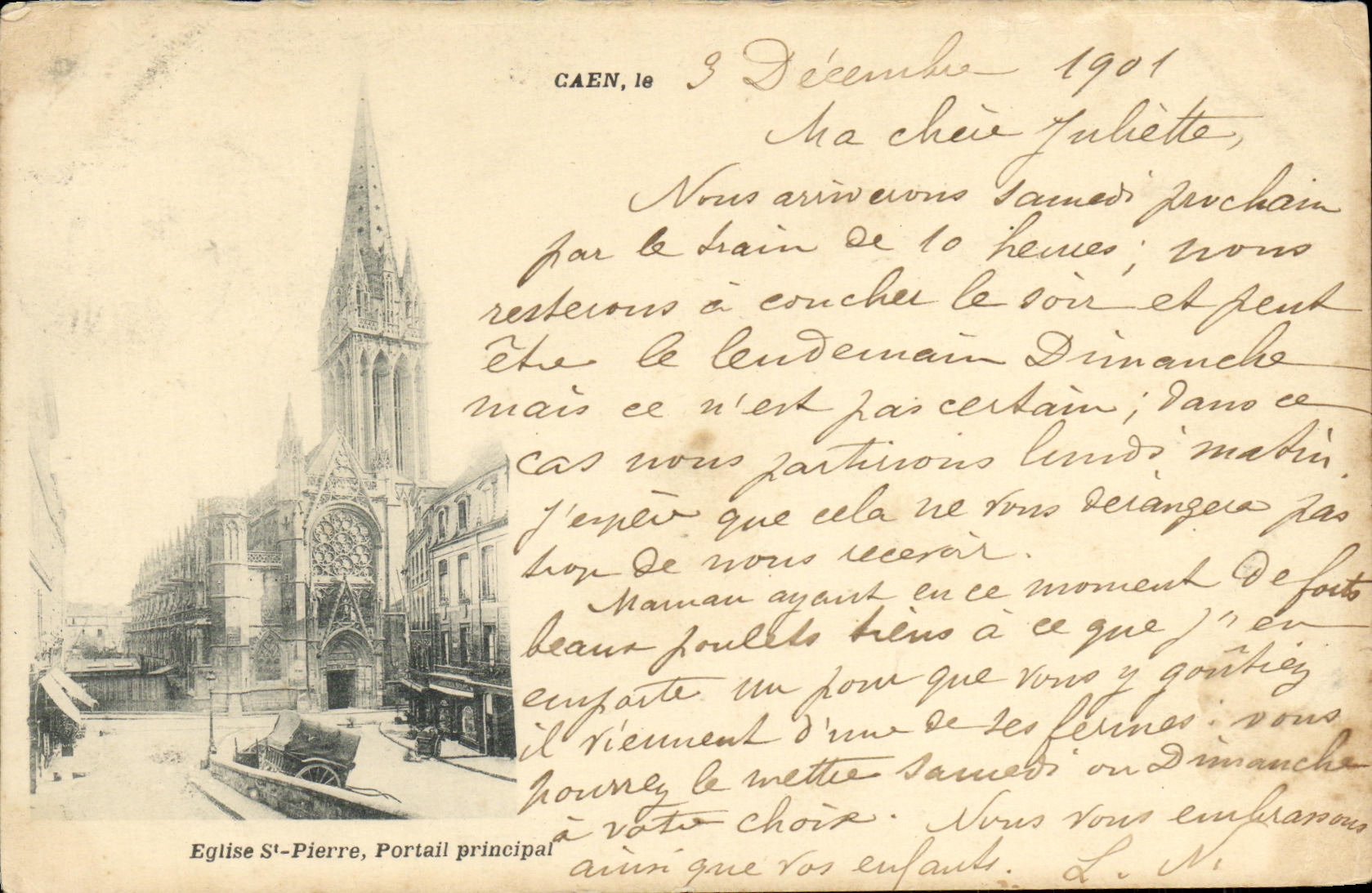 Apse L Saint Pierre de Caen de la POSTAL de la VENDIMIA de la iglesia