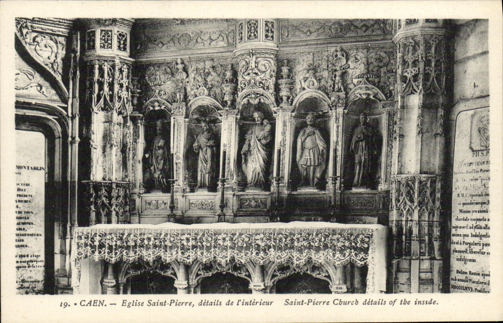 Apse L detalles de Caen de la POSTAL de la VENDIMIA del Saint Pierre de la iglesia de L interior