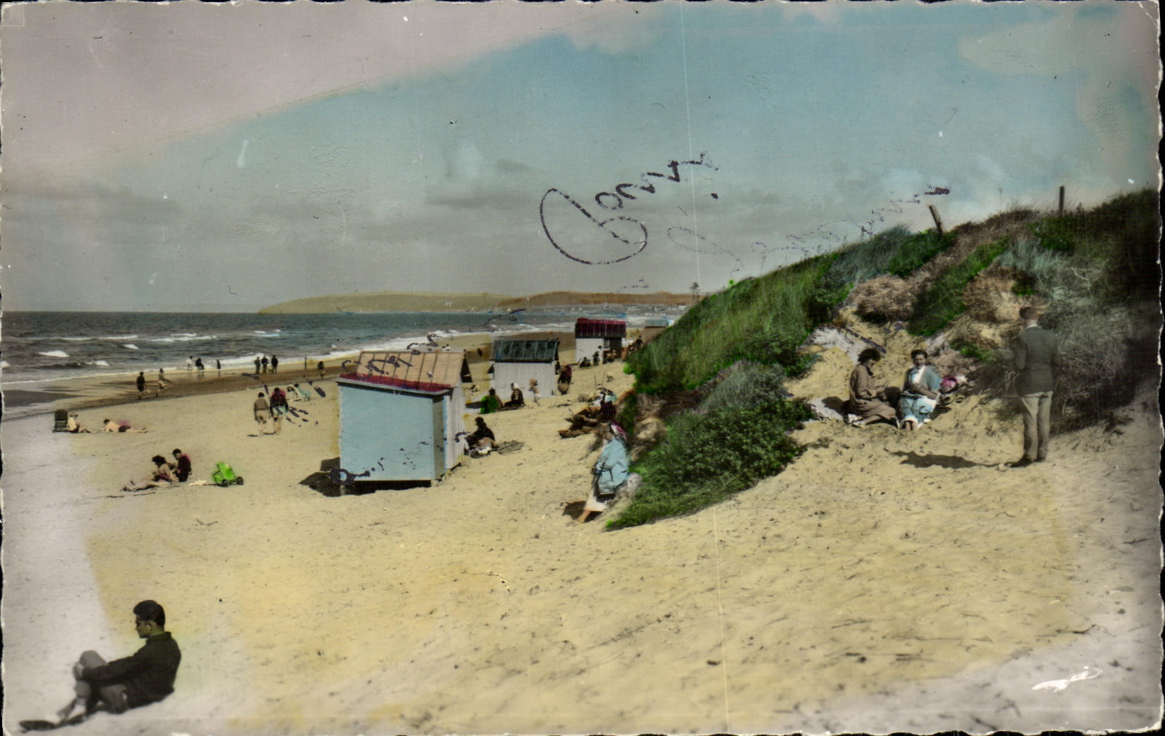 MODERN CARD Franceville Merville Beach dunes seen on Cabourg