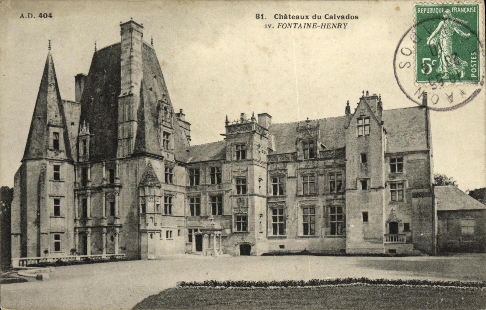 Castillo de la POSTAL de la VENDIMIA de la fuente de Henry del Apple brandy